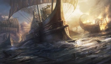  Seeschlacht Malerei - römisches Kriegsschiff Seeschlacht von radojavor